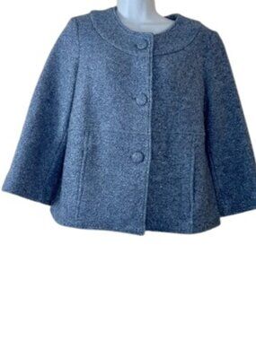 Vintage Mainbocher Womens Coatigan Blazer Jacket Silver Metallic Wool Blend M